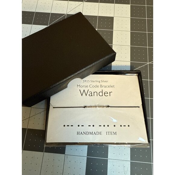 S925 Sterling Silver Morse Code Bracelet "Wander" Handmade Adjustable Gift Ready - Picture 5 of 5